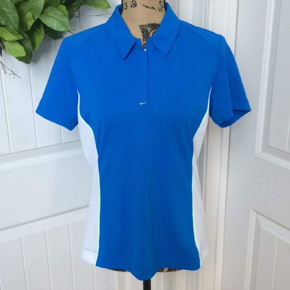 Nike golf fit dry shirt blue/white 1/4 zip M